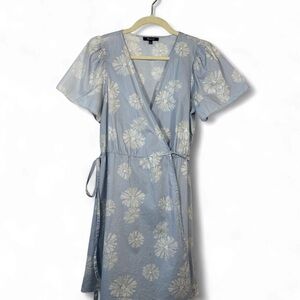 Madewell Blue Flutter Sleeve‎ Wrap Mini Dress